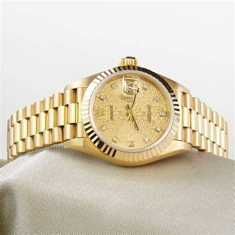 women's gold rolex oyster perpetual dress bracelet wristwatch|Rolex Oyster and yellow gold.